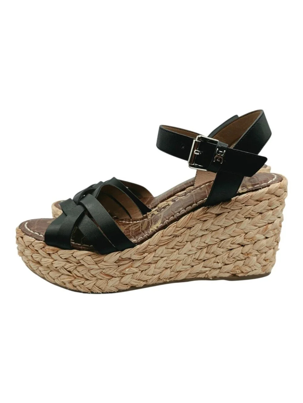 Sam Edelman Darline Black Woven Espadrille Wedge Sandals Size 9M